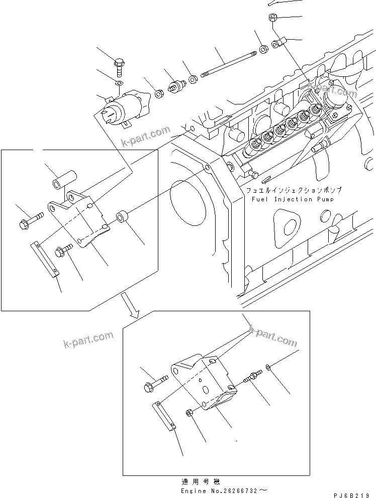 Komatsu parts book diagram for S6D102E-1F-US S/N 26200929-UP: SOLENOID