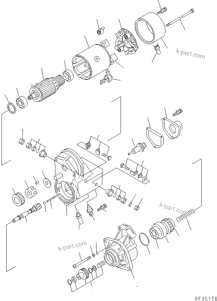Komatsu parts book diagram for S6D102E-1F-US S/N 26200929-UP: STARTING MOTOR (4.5KW) (INNER PARTS)(#26200929-26239105)