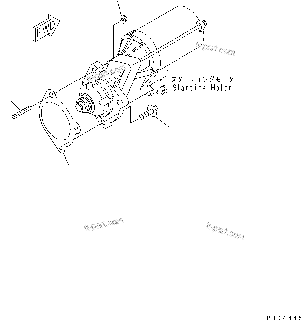 Komatsu parts book diagram for S6D102E-1F-US S/N 26200929-UP: STARTING MOTOR MOUNTING (5.5KW)(#24246980-)