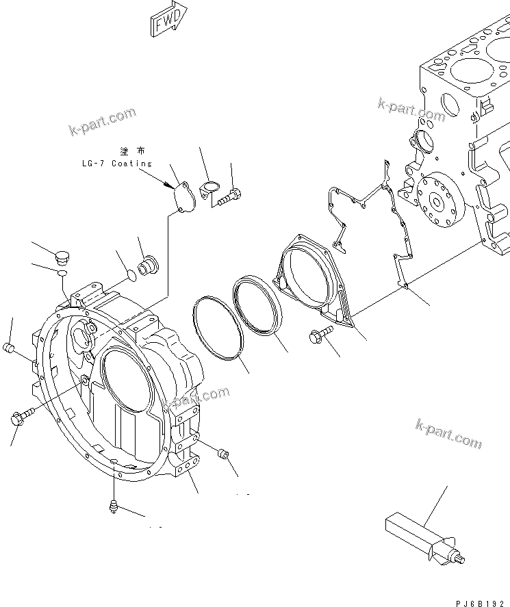 Komatsu parts book diagram for S6D102E-1FL-S2 S/N 26200929-UP: FLYWHEEL HOUSING(#26265920-)