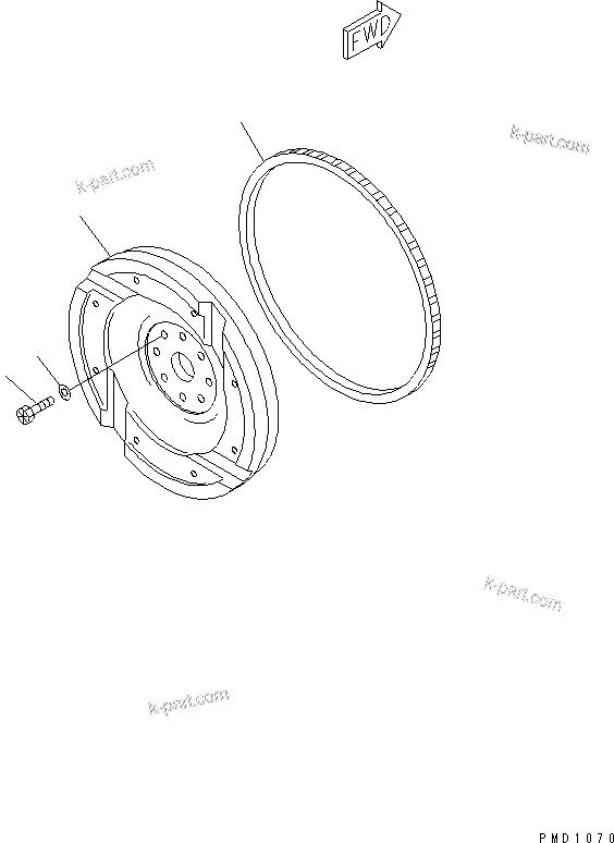 Komatsu parts book diagram for S6D102E-1FL-S2 S/N 26200929-UP: FLYWHEEL(#26214542-)