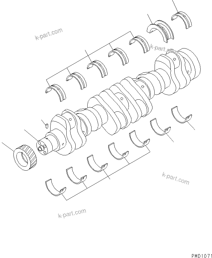 Komatsu parts book diagram for S6D102E-1FL-S2 S/N 26200929-UP: CRANKSHAFT