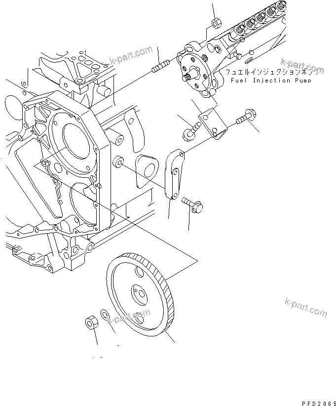 Komatsu parts book diagram for S6D102E-1FL-S2 S/N 26200929-UP: FUEL INJECTION PUMP MOUNTING AND GEAR(#26200929-26264836)