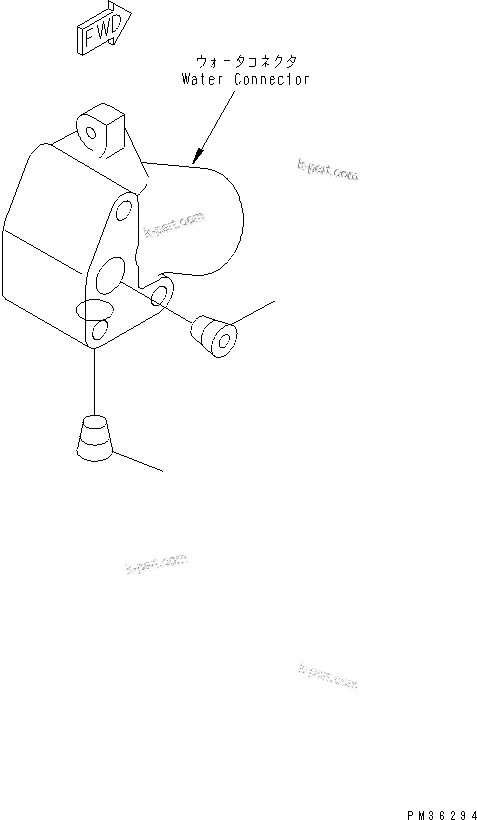 Komatsu parts book diagram for S6D102E-1FL-S2 S/N 26200929-UP: WATER CONNECTOR PLUG