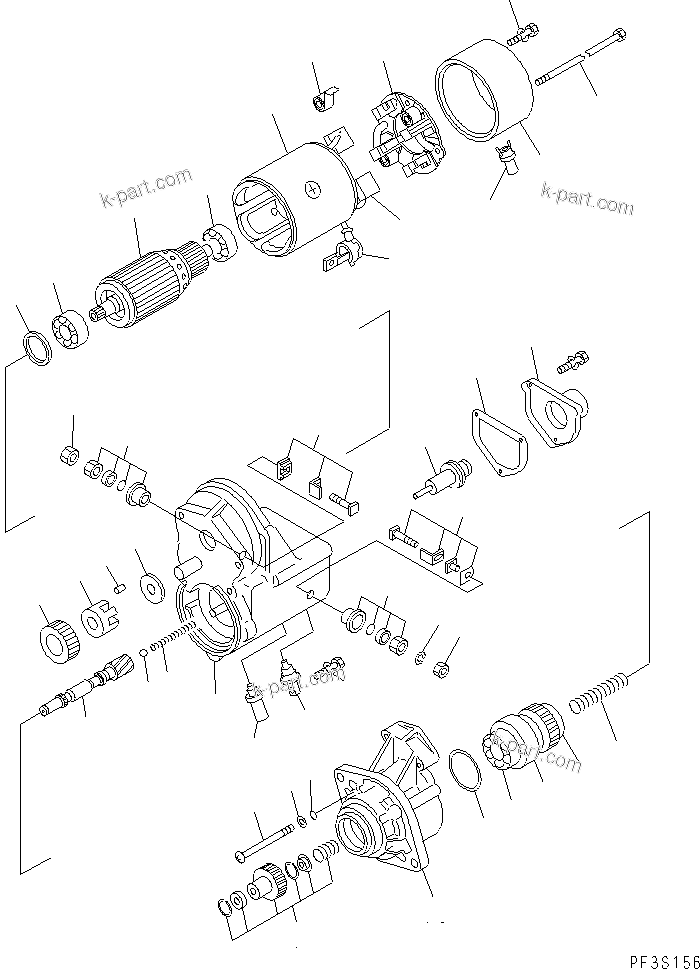 Komatsu parts book diagram for S6D102E-1FL-S2 S/N 26200929-UP: STARTING MOTOR (4.5KW) (INNER PARTS)(#26239106-)