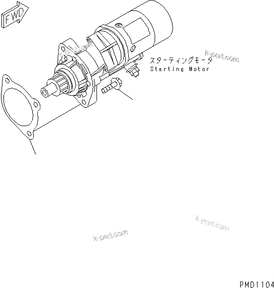 Komatsu parts book diagram for S6D102E-1FL-S2 S/N 26200929-UP: STARTING MOTOR MOUNTING (4.5KW)(#26236989-)