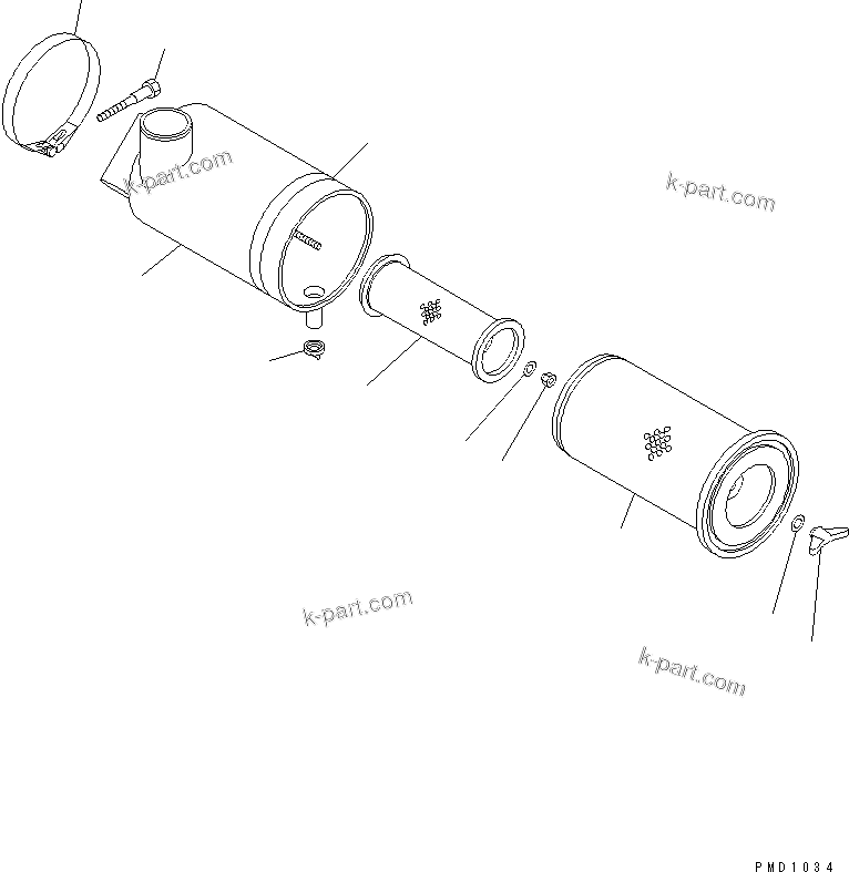 Komatsu parts book diagram for S6D102E-1E S/N 26200929-UP: AIR CLEANER (FORWERDED INDIVIDUALLY PARTS)