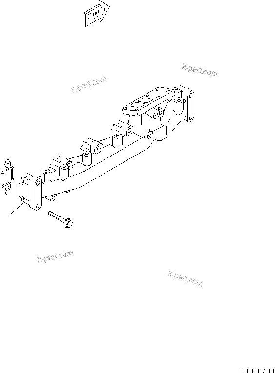 Komatsu parts book diagram for S6D102E-1E S/N 26200929-UP: EXHAUST MANIFOLD(#26206782-)