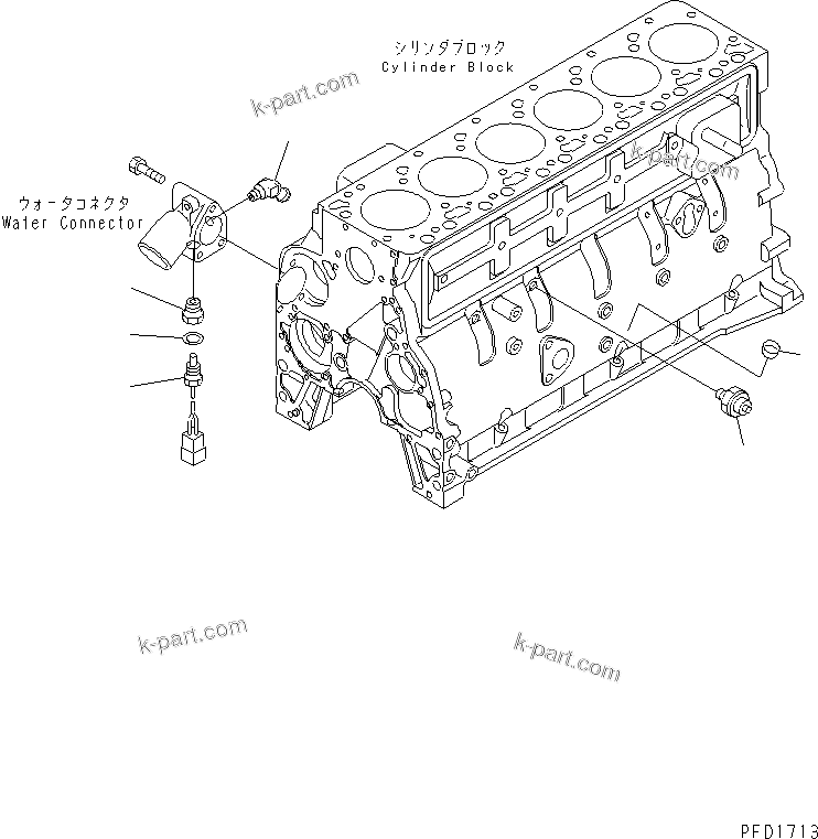 Komatsu parts book diagram for S6D102E-1E S/N 26200929-UP: OIL PRESSURE SWITCH AND WATER TEMPERATURE SENSOR (WITH 90A ALTERNATOR)(#26200929-26225441)