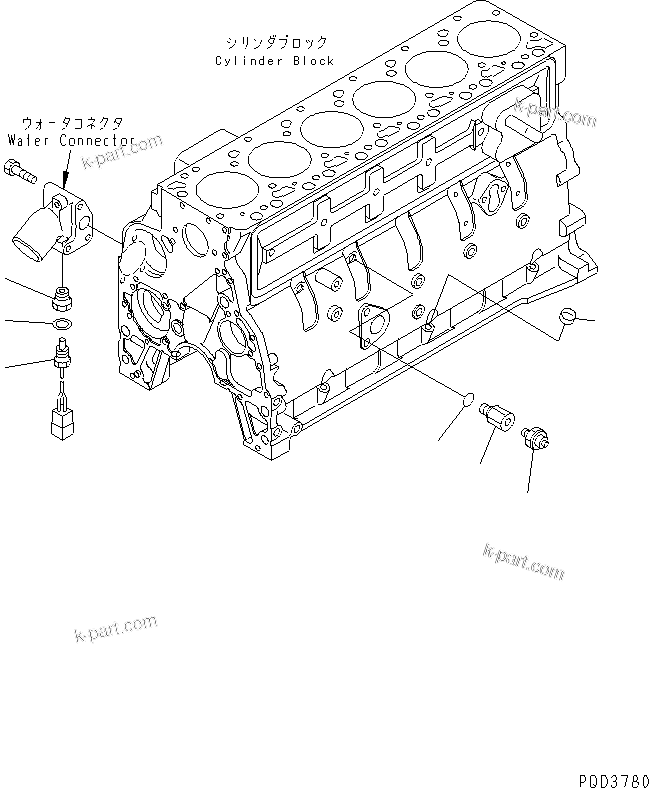Komatsu parts book diagram for S6D102E-1E S/N 26200929-UP: OIL PRESSURE SWITCH AND WATER TEMPERATURE SENSOR(#26222495-)
