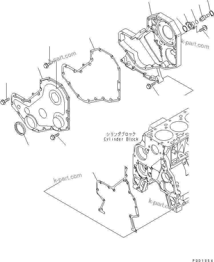 Komatsu parts book diagram for S6D102E-1E S/N 26200929-UP: FRONT COVER(#26200929-26239105)