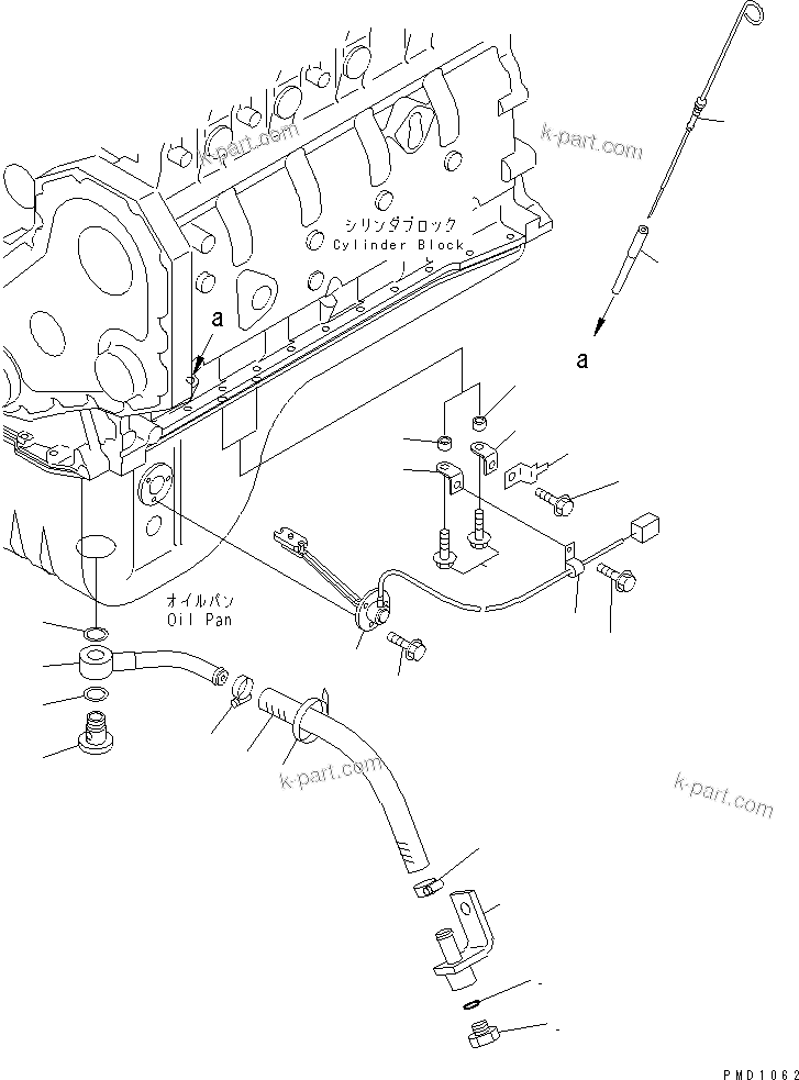 Komatsu parts book diagram for S6D102E-1E S/N 26200929-UP: OIL LEVEL SENSOR AND OIL GAUGE