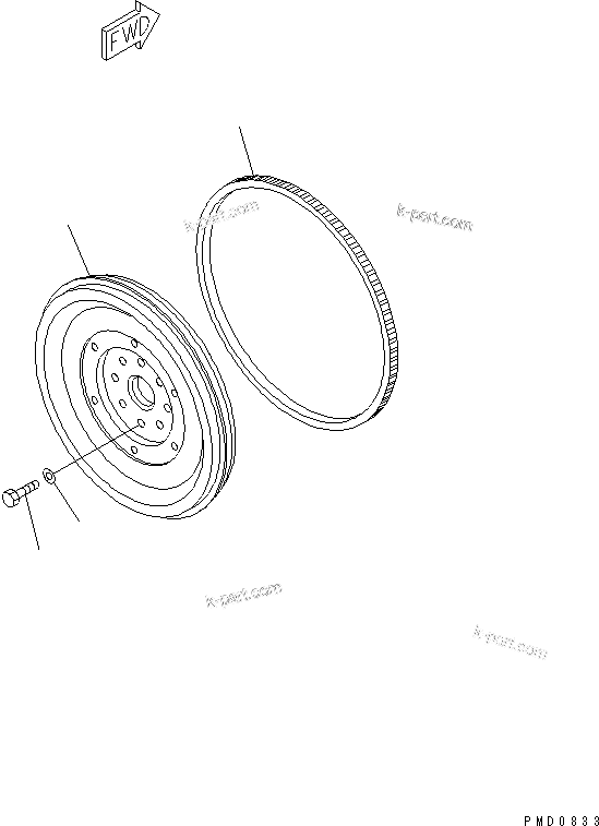 Komatsu parts book diagram for S6D102E-1E S/N 26200929-UP: FLYWHEEL(#26200929-26200932)