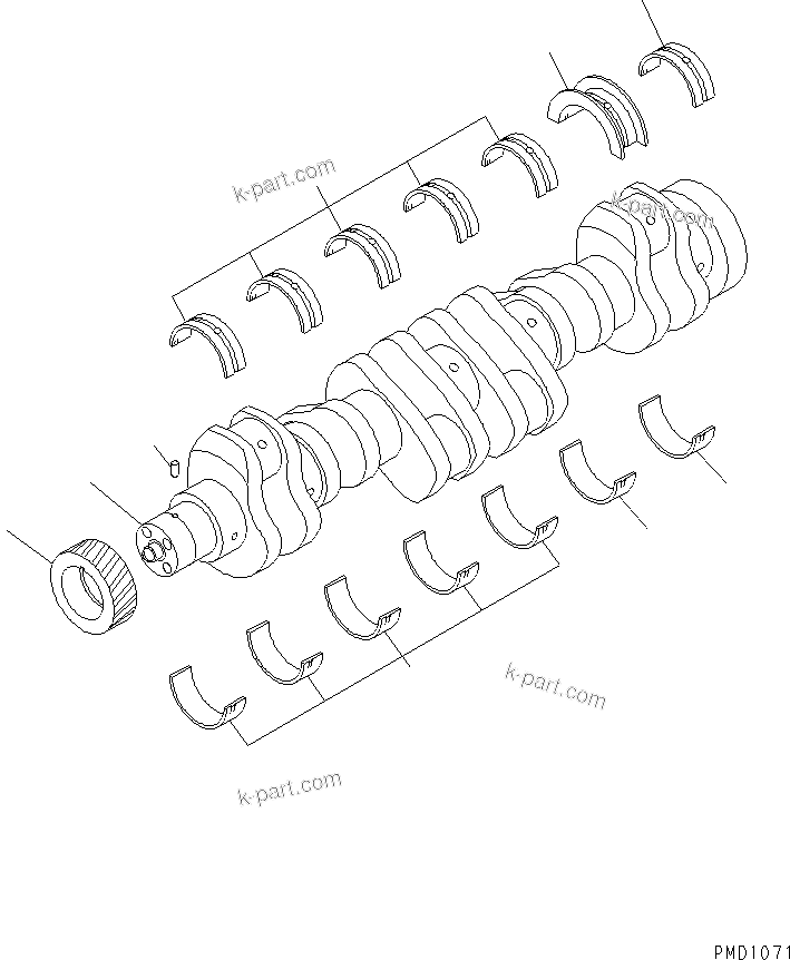 Komatsu parts book diagram for S6D102E-1E S/N 26200929-UP: CRANKSHAFT