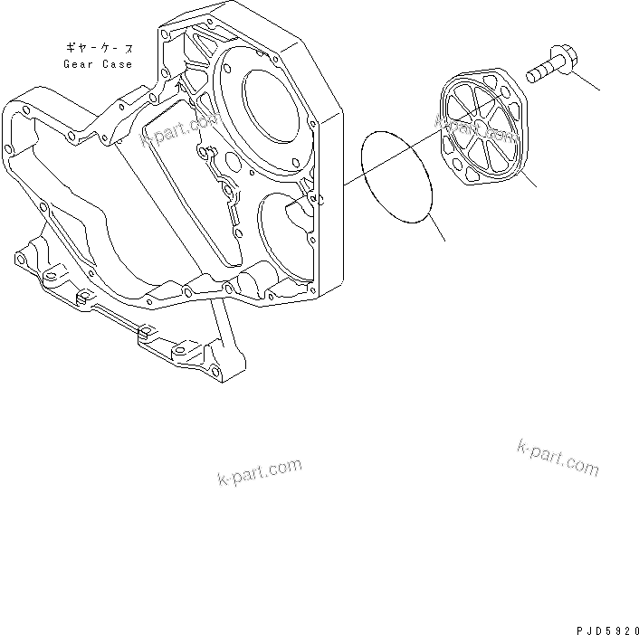 Komatsu parts book diagram for S6D102E-1E S/N 26200929-UP: FRONT GEAR TRAIN COVER(#26264837-)