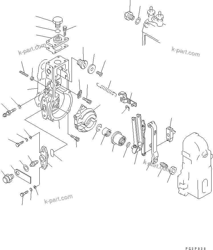 Komatsu parts book diagram for S6D102E-1E S/N 26200929-UP: FUEL INJECTION PUMP (GOVERNOR) (1/2) (INNER PARTS)