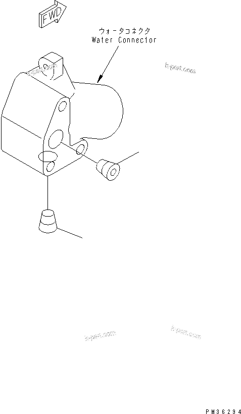 Komatsu parts book diagram for S6D102E-1E S/N 26200929-UP: WATER CONNECTOR PLUG