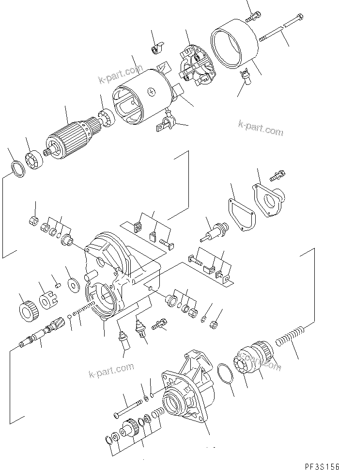 Komatsu parts book diagram for S6D102E-1E S/N 26200929-UP: STARTING MOTOR (4.5KW) (INNER PARTS)(#26200929-26239105)