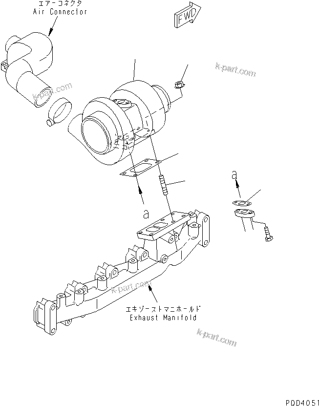 Komatsu parts book diagram for S6D102E-1F-S2 S/N 26200929-UP: TURBOCHARGER MOUNTING(#26232773-)