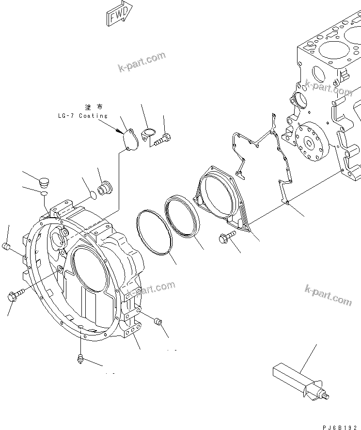 Komatsu parts book diagram for S6D102E-1F-S2 S/N 26200929-UP: FLYWHEEL HOUSING(#26265920-)
