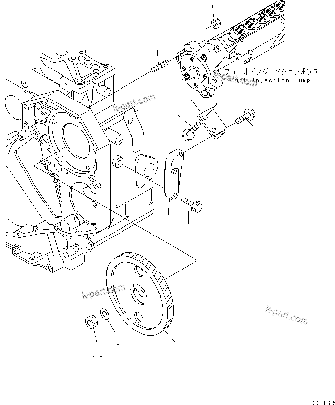 Komatsu parts book diagram for S6D102E-1F-S2 S/N 26200929-UP: FUEL INJECTION PUMP MOUNTING AND GEAR(#26200929-26264836)