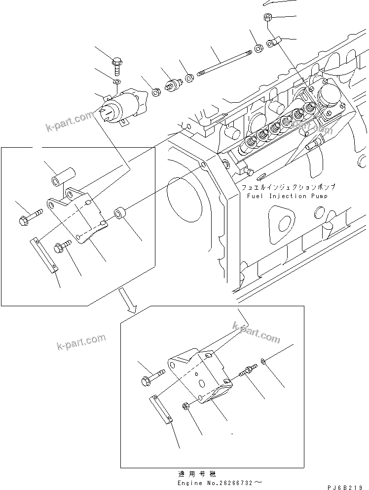 Komatsu parts book diagram for S6D102E-1F-S2 S/N 26200929-UP: SOLENOID