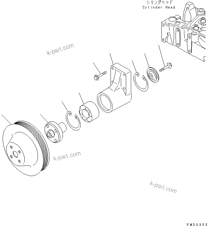Komatsu parts book diagram for S6D102E-1F-S2 S/N 26200929-UP: FAN DRIVE PULLEY(#26202285-)