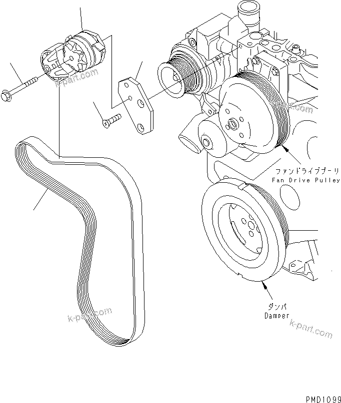 Komatsu parts book diagram for S6D102E-1F-S2 S/N 26200929-UP: BELT TENSIONER(#26200939-)