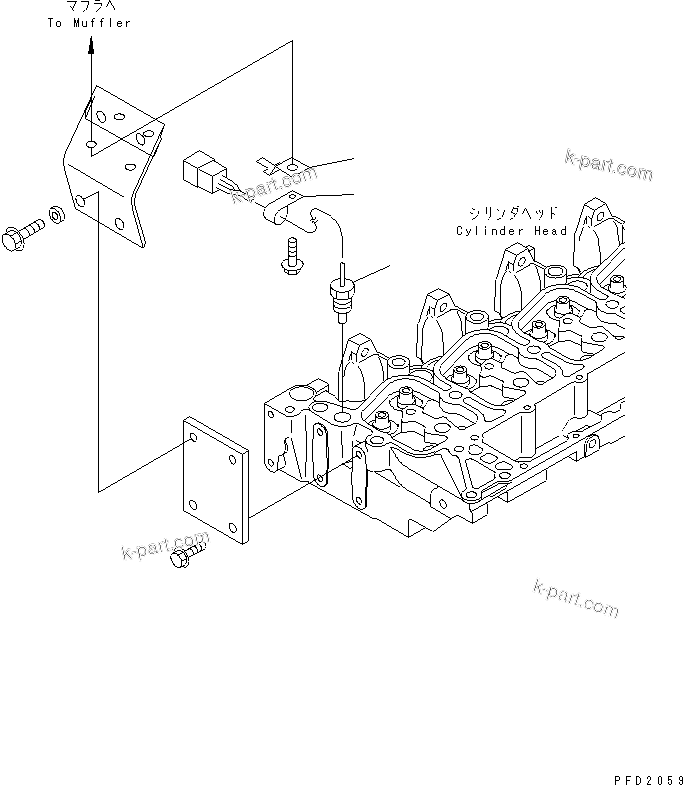 Komatsu parts book diagram for S6D102E-1T S/N 26200929-UP: WATER TEMPERATURE SENSOR(#26217494-)