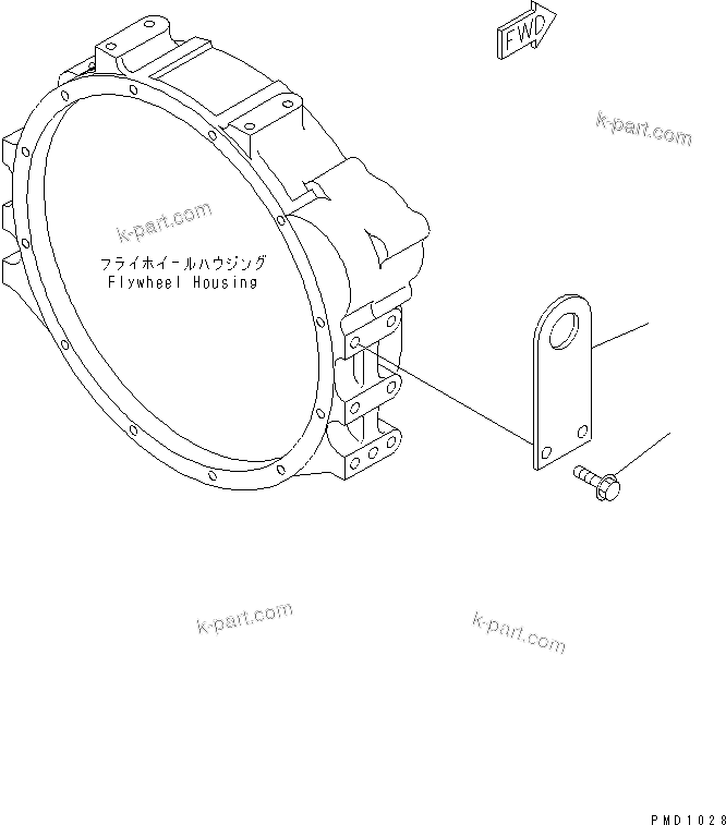 Komatsu parts book diagram for S6D102E-1T S/N 26200929-UP: REAR HANGER