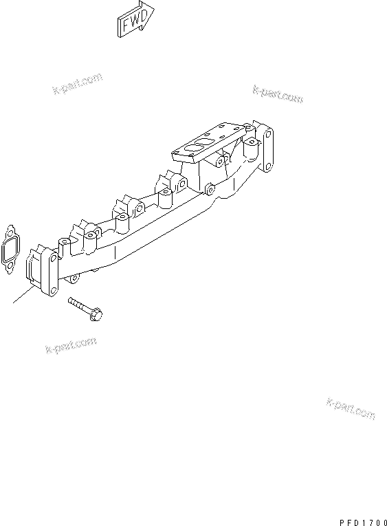 Komatsu parts book diagram for S6D102E-1T S/N 26200929-UP: EXHAUST MANIFOLD(#26206782-)