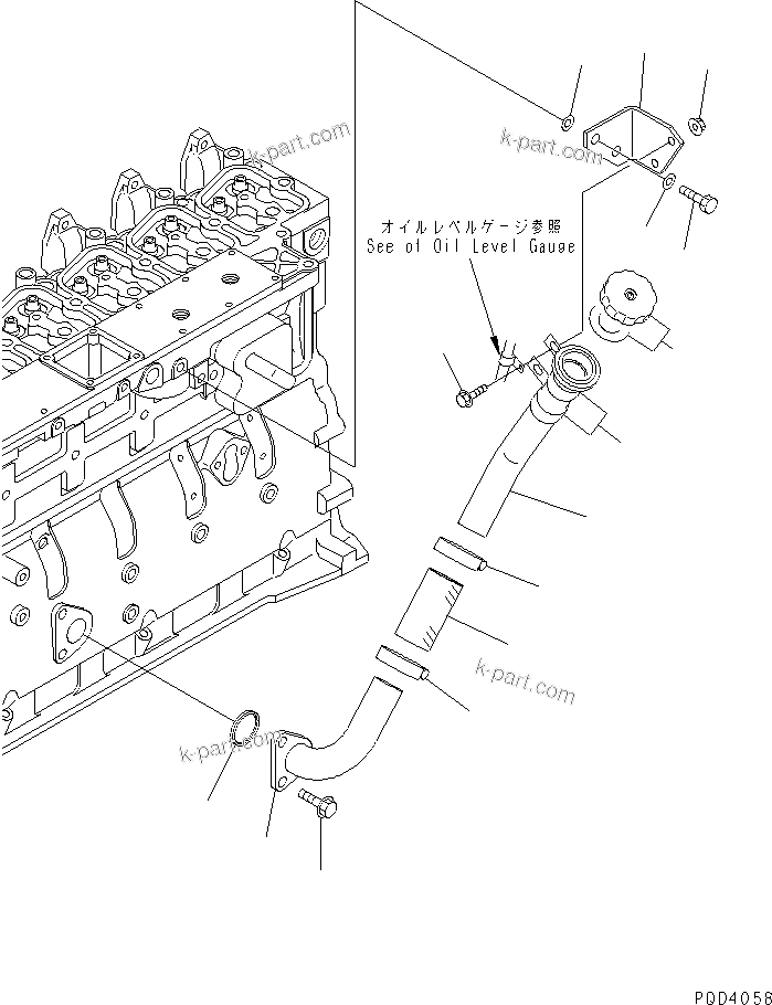 Komatsu parts book diagram for S6D102E-1T S/N 26200929-UP: OIL FILLER(#26221255-26230516)