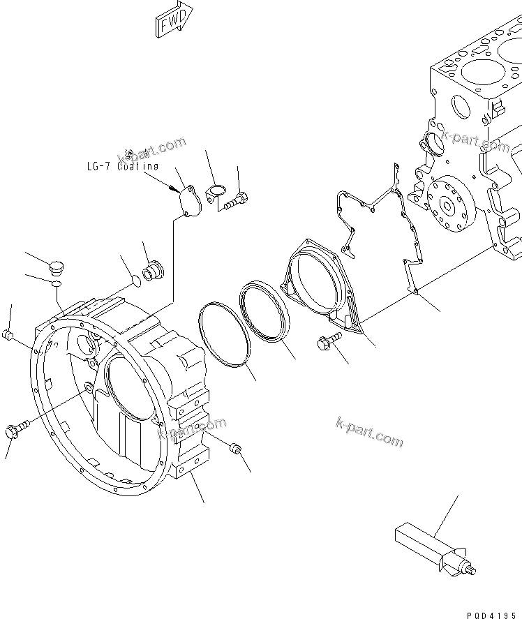 Komatsu parts book diagram for S6D102E-1T S/N 26200929-UP: FLYWHEEL HOUSING(#26239106-26265919)