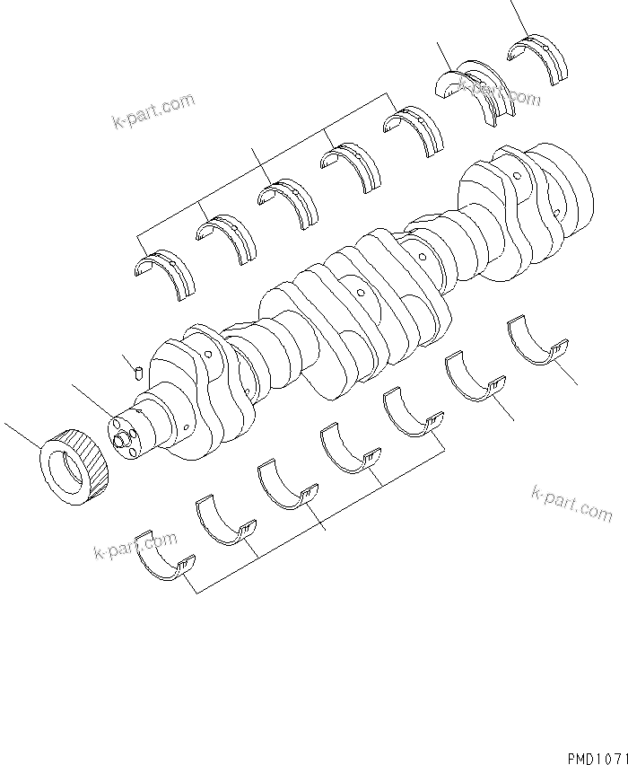 Komatsu parts book diagram for S6D102E-1T S/N 26200929-UP: CRANKSHAFT