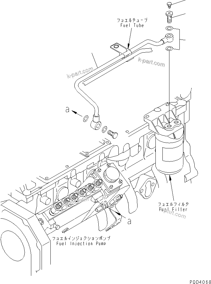 Komatsu parts book diagram for S6D102E-1T S/N 26200929-UP: FUEL FILTER PIPING(#26218240-)