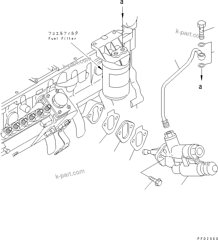 Komatsu parts book diagram for S6D102E-1T S/N 26200929-UP: CYLINDER BLOCK BLIND COVER AND FUEL FEED PUMP(#26217494-)