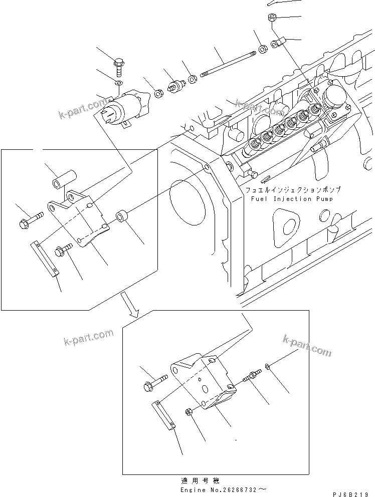 Komatsu parts book diagram for S6D102E-1T S/N 26200929-UP: SOLENOID