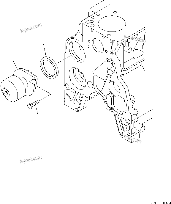 Komatsu parts book diagram for S6D102E-1T S/N 26200929-UP: WATER PUMP (HARDENING PULLEY)