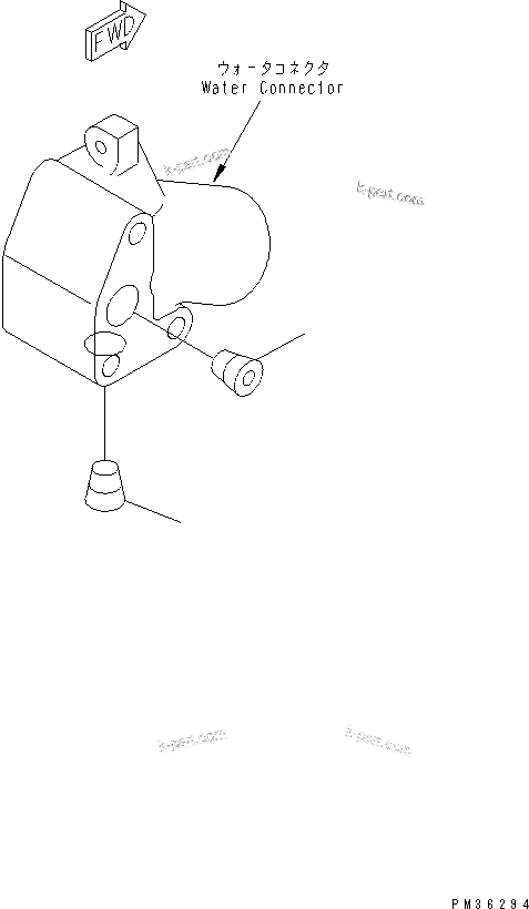 Komatsu parts book diagram for S6D102E-1T S/N 26200929-UP: WATER CONNECTOR PLUG