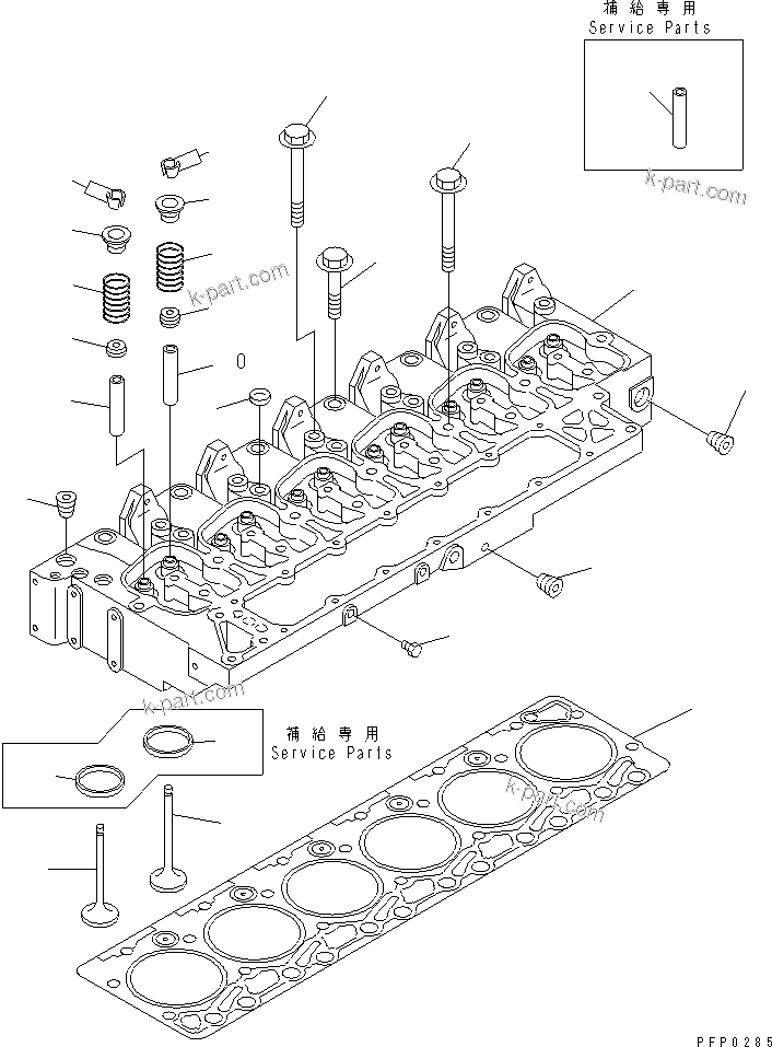 Komatsu parts book diagram for S6D102E-1AA S/N 21180000-UP: CYLINDER HEAD