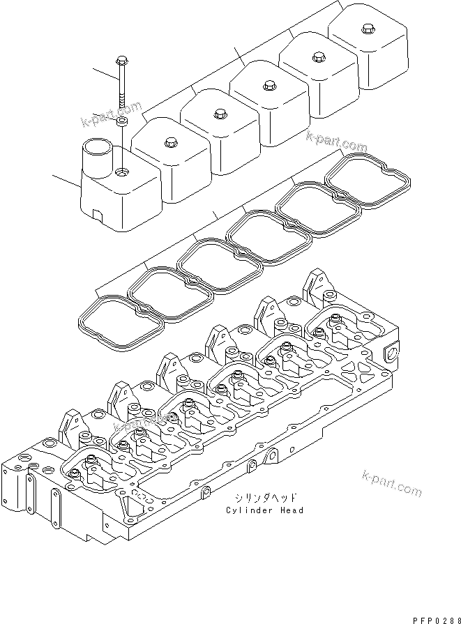 Komatsu parts book diagram for S6D102E-1AA S/N 21180000-UP: HEAD COVER