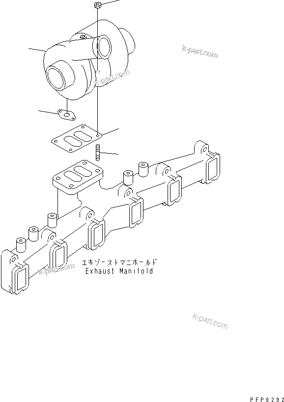 Komatsu parts book diagram for S6D102E-1AA S/N 21180000-UP: TURBOCHARGER MOUNTING