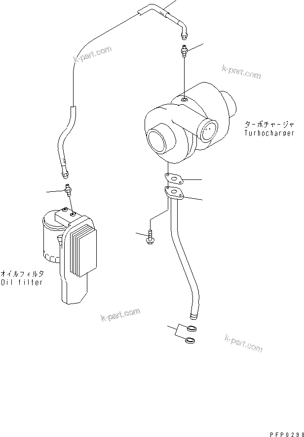 Komatsu parts book diagram for S6D102E-1AA S/N 21180000-UP: TURBOCHARGER LUBRICATING