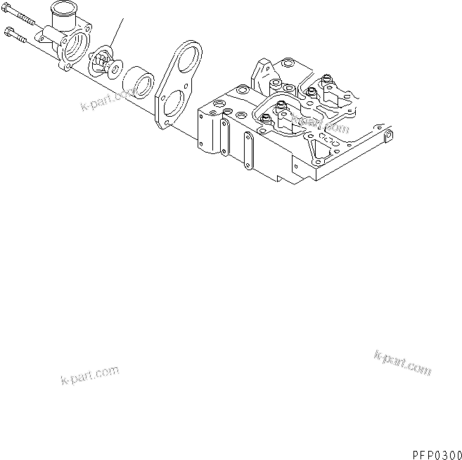 Komatsu parts book diagram for S6D102E-1AA S/N 21180000-UP: THERMOSTAT