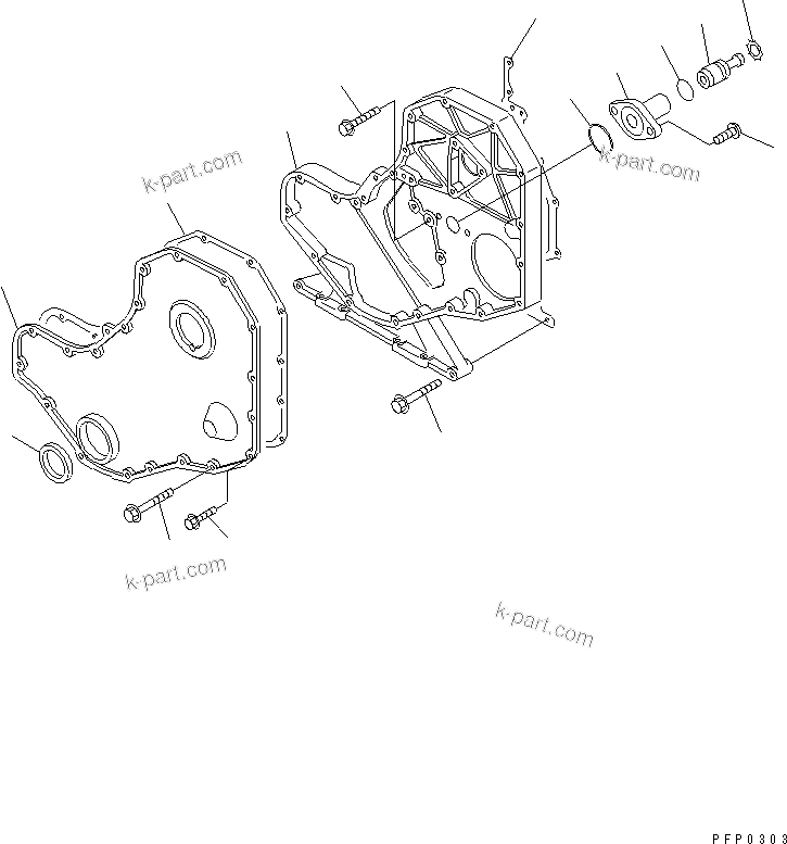 Komatsu parts book diagram for S6D102E-1AA S/N 21180000-UP: FRONT COVER
