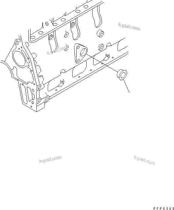 Komatsu parts book diagram for S6D102E-1AA S/N 21180000-UP: CYLINDER BLOCK BLIND PLUG