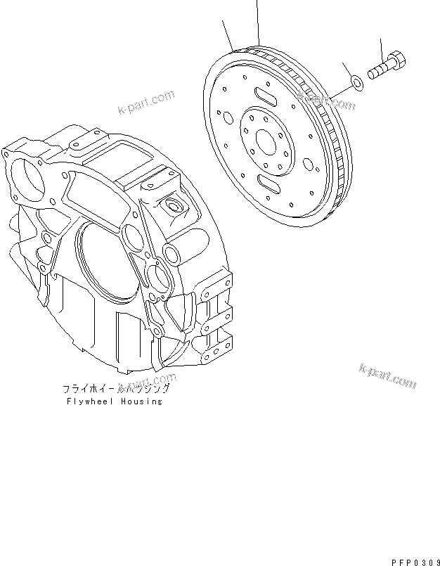 Komatsu parts book diagram for S6D102E-1AA S/N 21180000-UP: FLYWHEEL