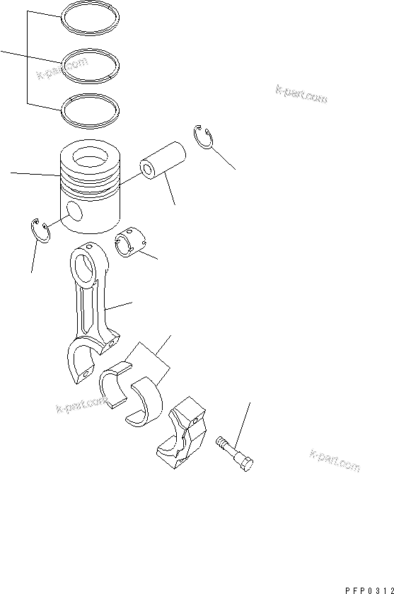 Komatsu parts book diagram for S6D102E-1AA S/N 21180000-UP: PISTON AND CONNECTING ROD