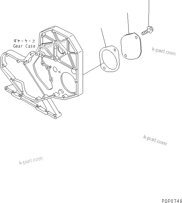 Komatsu parts book diagram for S6D102E-1AA S/N 21180000-UP: FRONT GEAR TRAIN COVER
