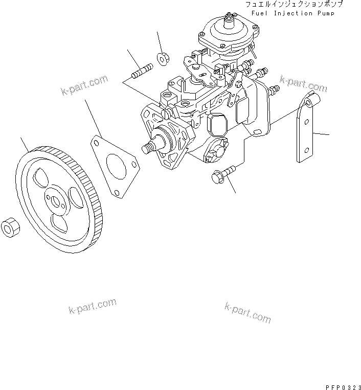 Komatsu parts book diagram for S6D102E-1AA S/N 21180000-UP: FUEL INJECTION PUMP MOUNTING